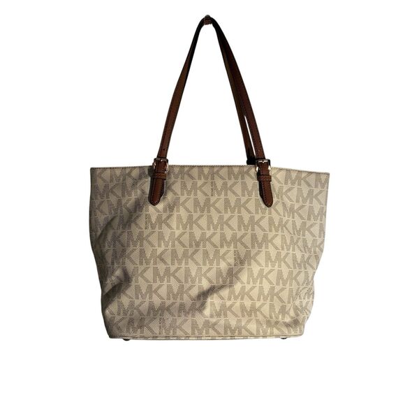 Michael Michael Kors Handbag Purse. Beige Color With MK Logo. Front Pocket. - Picture 4 of 16